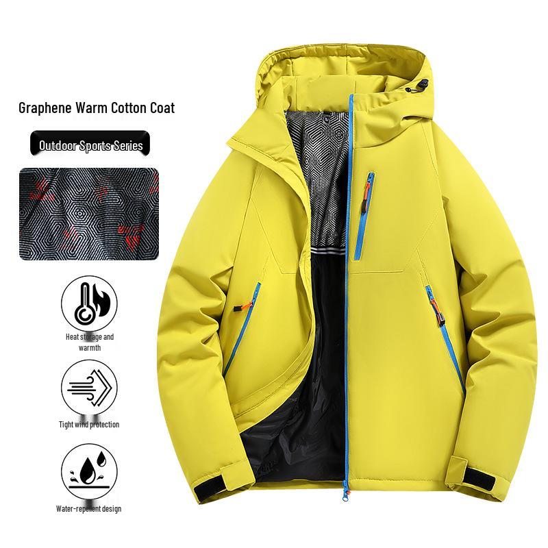 2025 Graphene-Infused Warm Cotton Jacket - Casual, Loose, Windproof, Outdoor Skiing Apparel for Couples