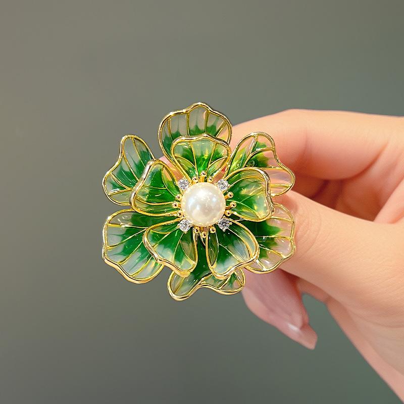 

Большая брошь-пион, высококачественные женские аксессуары для чонсама, брошь-кнопка, высококачественные изысканные модные аксессуары зелёный