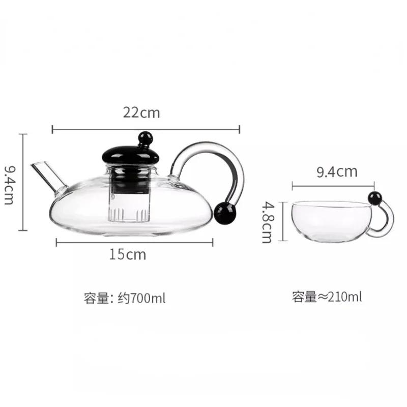 Borosilicate Glass Teapot Set Scandinavian Style Teapot High Temperature Resistant Material Luxury Simple Teapot Tea Cup Set