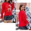 BITCED Weihnachtsstrickwaren für Damen Herbst/Winter Rentier bestickt Bezaubernder weihnachtlicher Strickpullover