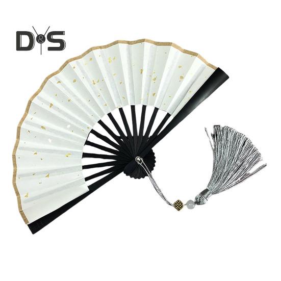 Mini-Faltfächer mit Quasten, leichter Handventilator aus Papier im chinesischen Stil, tragbarer Kühlventilator für den Sommer, Dekoration, Party- und Kostümzubehör