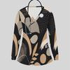 Women Plus Size Geometric Printed Nurse Scrub Top V Neck Long Sleeve With Front Pockets