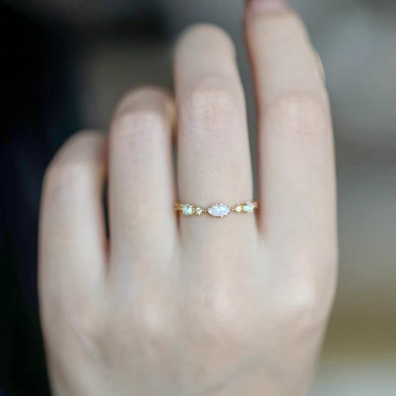 925 Sterlingsilber Unregelmäßiger Edelstein Damen Luxus Zeigefingerring - Nicht Verblassend, Verstellbar, Leichtes Nischendesign.