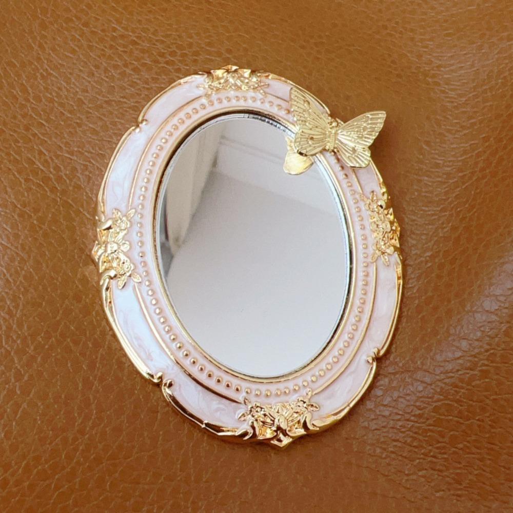 

Reliefs Handheld Makeup Mirror Luxury Pocket Mirror Mini Retro Makeup Mirror Home Room Decoration белый