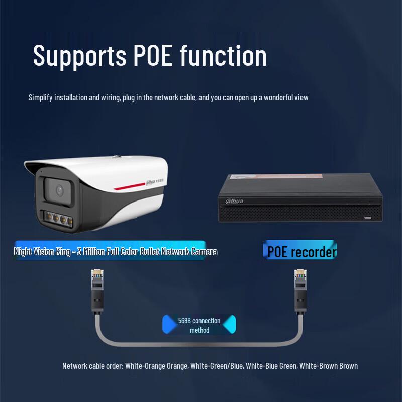 Dahua 3MP PoE Full-Color Night Vision 8-Channel Security Camera System CN plug (adapter included)