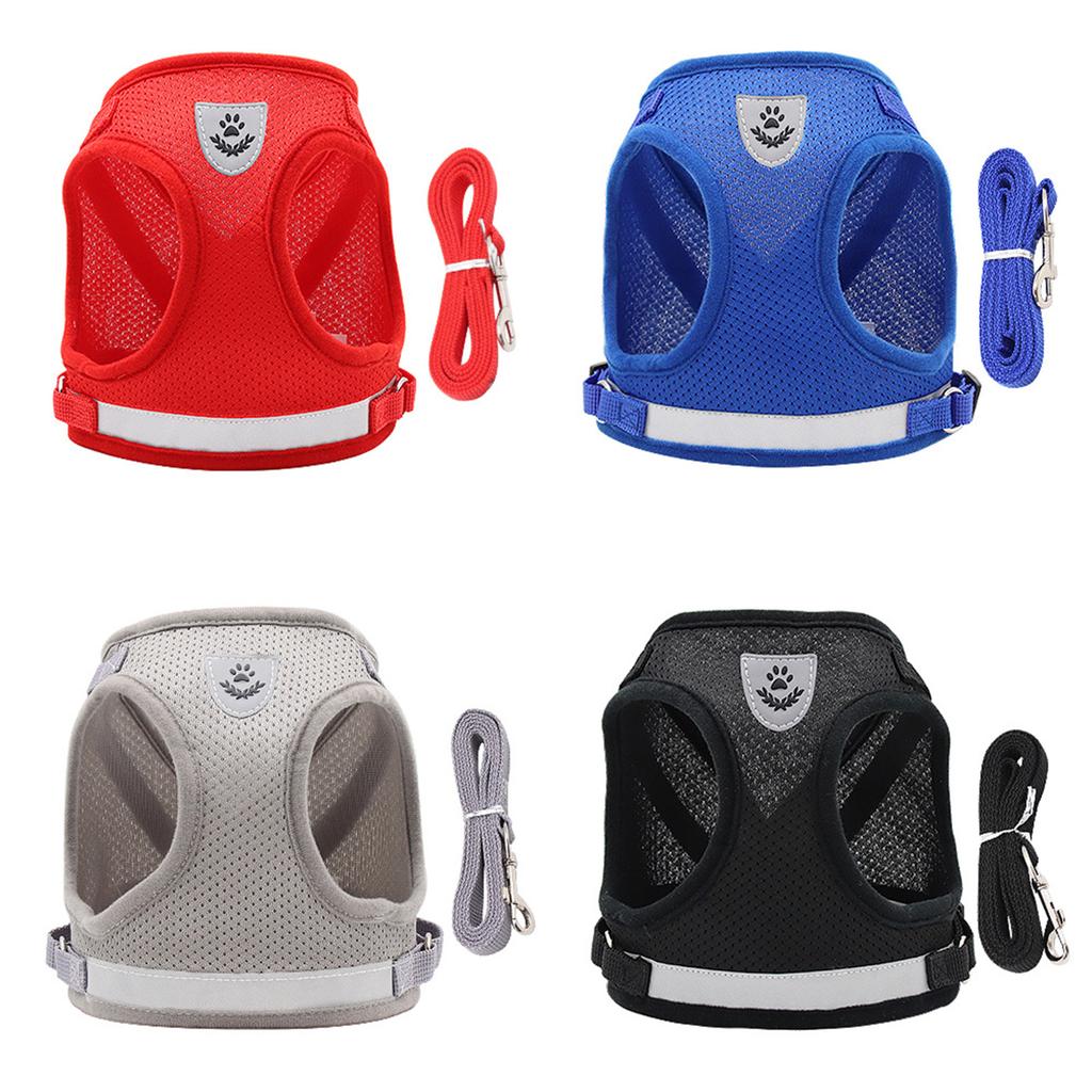 Hundegeschirr und Leine-Set, reflektierend, verstellbare Netzweste für kleine Hunde, Welpen, Katzen