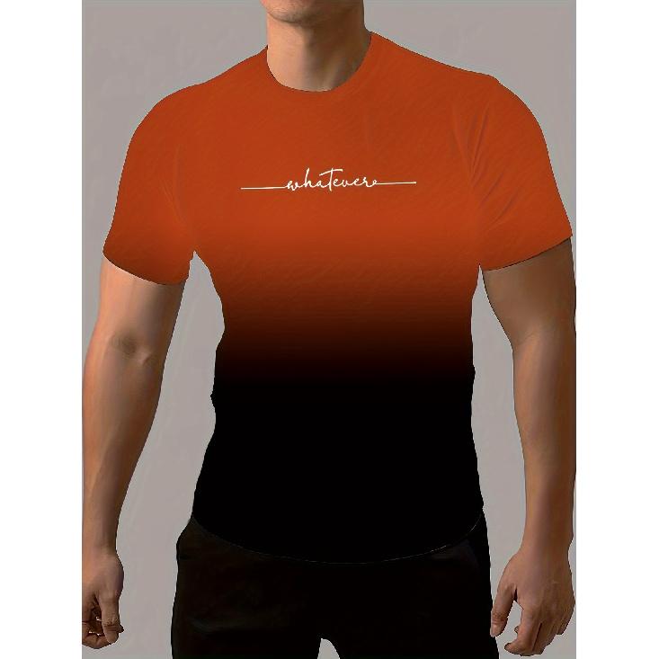 Summer Men's Fashion Gradient Color Sports T T-shirt Casual Stretch Crew Neck T T-shirt