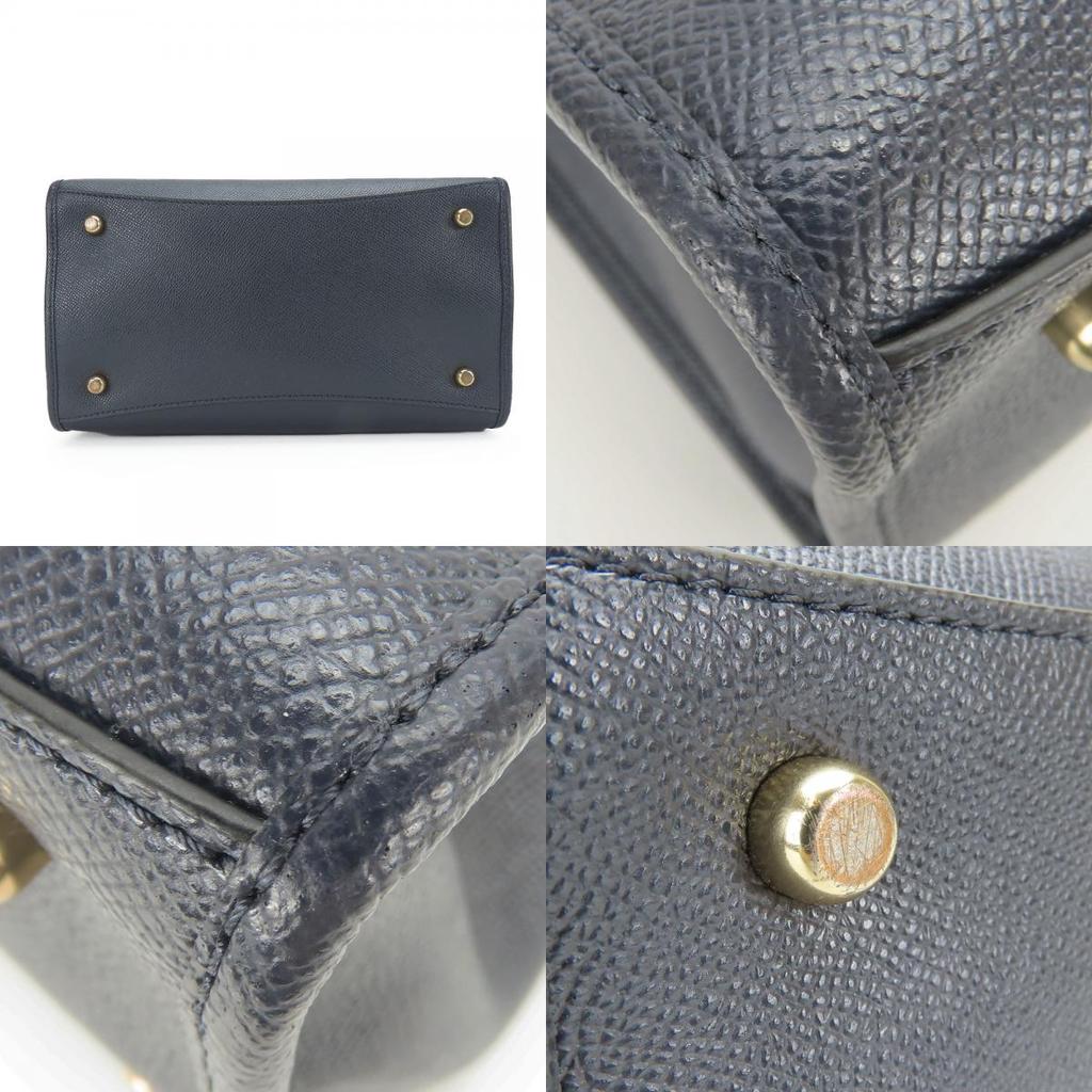 Used COACH Handbag Crosby Carryall F14928 leather Navy 2WAYShoulder