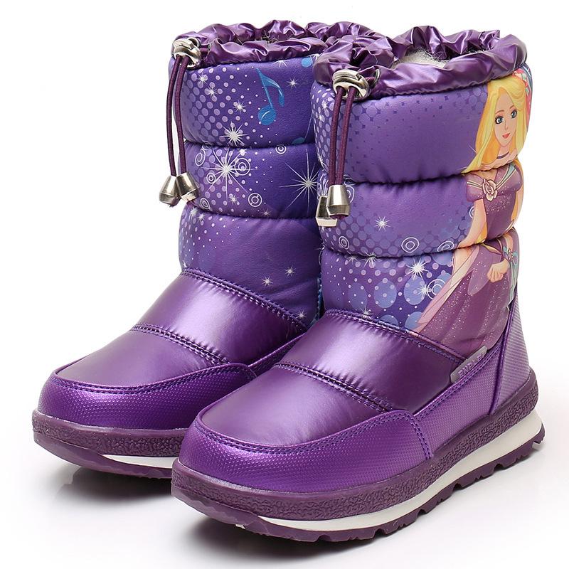 

T010 Children s Waterproof Mid-Calf Snow Boots - Girls Thick Wool Princess Shoes 29 (approx. 18.1cm inner length)