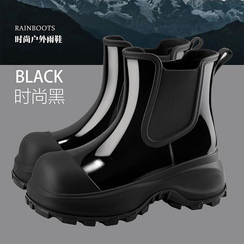 Rain shoes women's fashion outer wear water shoes thick-soled heightening rain boots non-slip water boots medium tube adult waterproof glue shoes