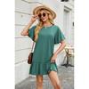 Spring Summer Solid Color Crew Neck Loose Short Sleeve Ruched Casual Dress, Cross-border Trade Ready-to-wear