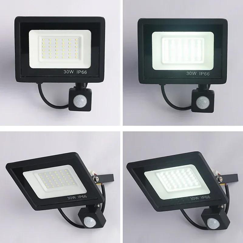 LED Floodlights With Motion Sensor Waterproof Outdoor Led Spotlight Garden Garage Street Wall Lamp 220V 100W 50W 30W 20W 10W