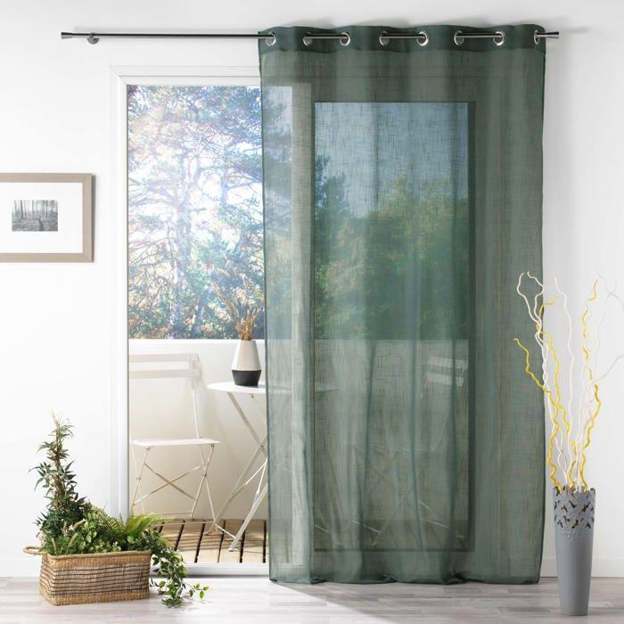 Rideau Voile effet lin 140x240cm Zazy kaki