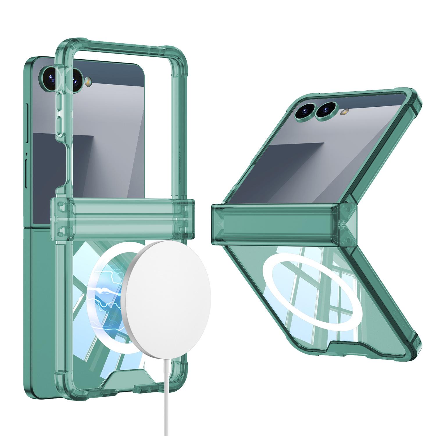 

Samsung Zflip7 Mobile Phone Case Transparent Airbag Flip7 Folding Shaft Wireless Charging Full Package Anti Fall SM-Flip7