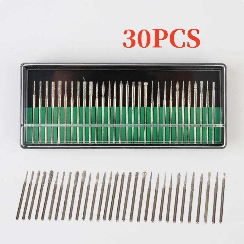 11pcs/lot Shank Diamond Burs Set With Box For Electric Grinder Power Accessories Abrasive Drill Bit Rotary Tool Sets 1.11mm