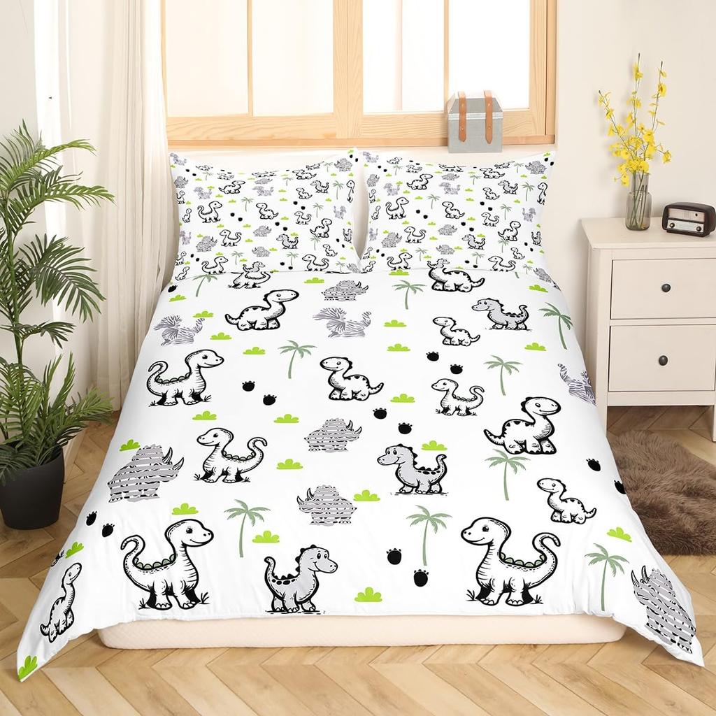 Comforter Dinosaur Boys Girls Cute Cartoon Wild Dino Bedding Set For Kids Jungle Animals Comforter Kawaii