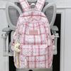 Schoolbag Vintage Plaid Junior High School School Bag Women's Fashion Large Capacity Computer Travel Backpack High School Student Backpack Tide