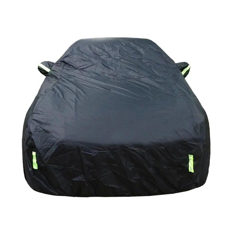 Universal SUV/Sedan Full Car Covers Outdoor Waterproof Sun Rain Snow Protection UV Zipper Design Black