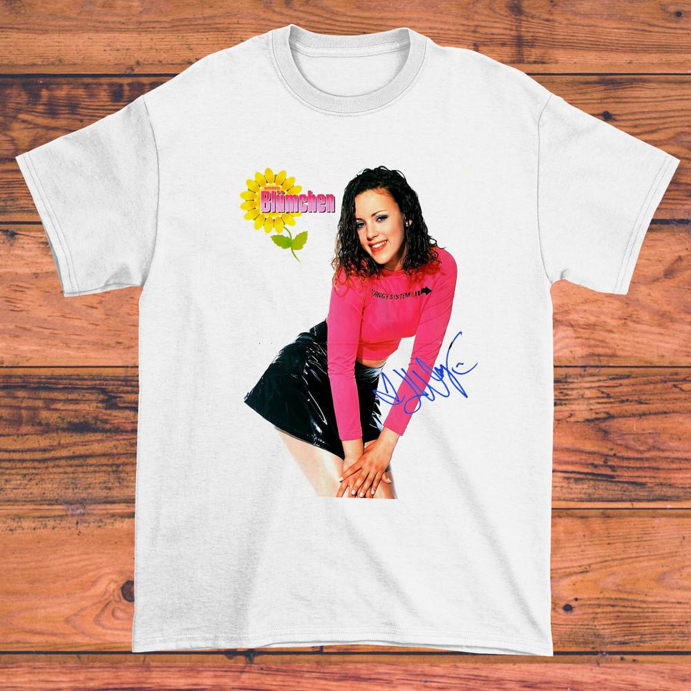 NEUES seltenes Bravo Blümchen Jasmin Wagner signiertes weißes T-Shirt in allen Größen