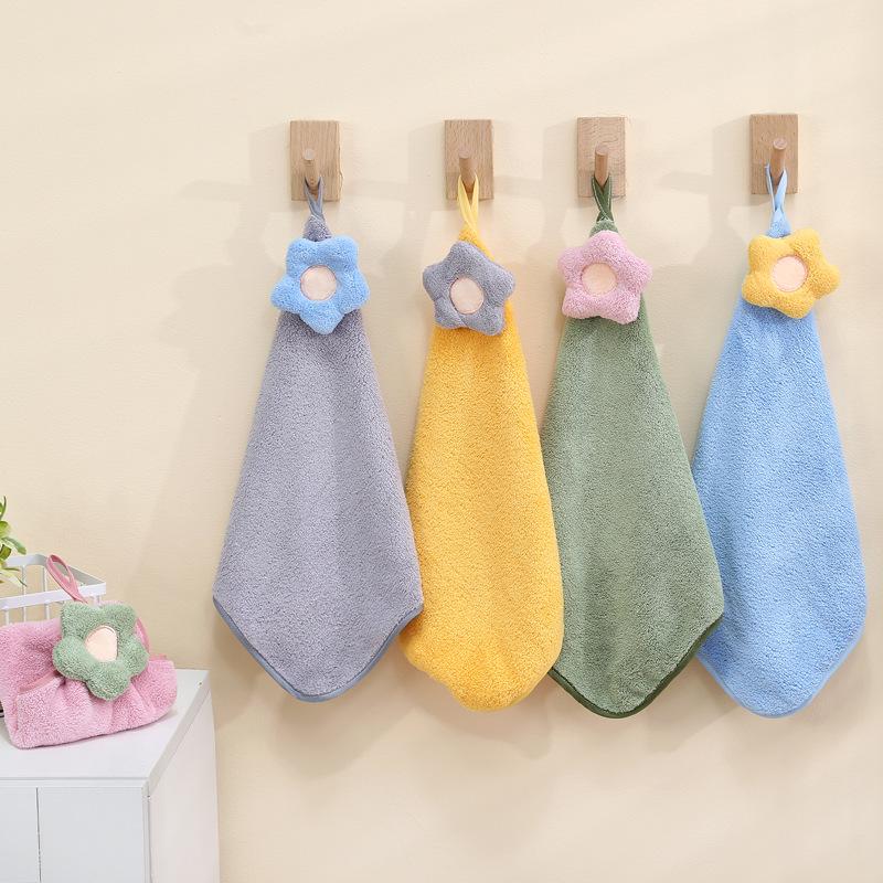 Cartoon Coral Fleece Hand Towel - Kids' Absorbent & Thick Kitchen Towel