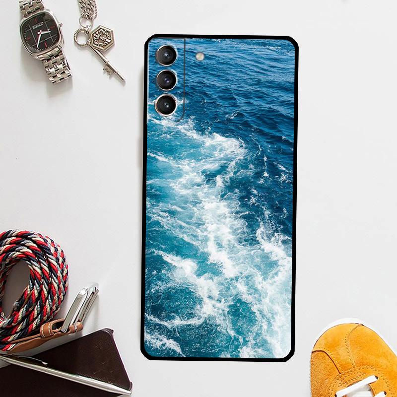 Blue Sea Ocean Waves Case For Samsung Galaxy S24 Ultra S20 S21 S22 S23 Plus S9 S10 S24 FE S25 Ultra Cover Coque