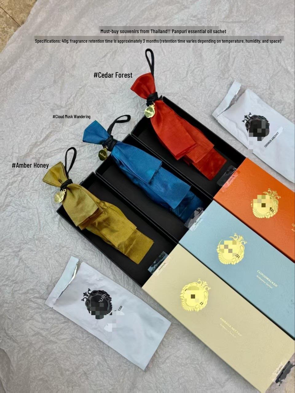 Thai Essential Oil Aromatherapy Sachet - Car, Wardrobe, & Incense Burner Fragrance with Aesop Hand Cream and Essential Oil Shower Gel. Musk