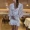 Spring 2026 New Cross-border European and American Foreign Trade Women's Clothing, French Sweet Floral Lotus Leaf Slim Dress