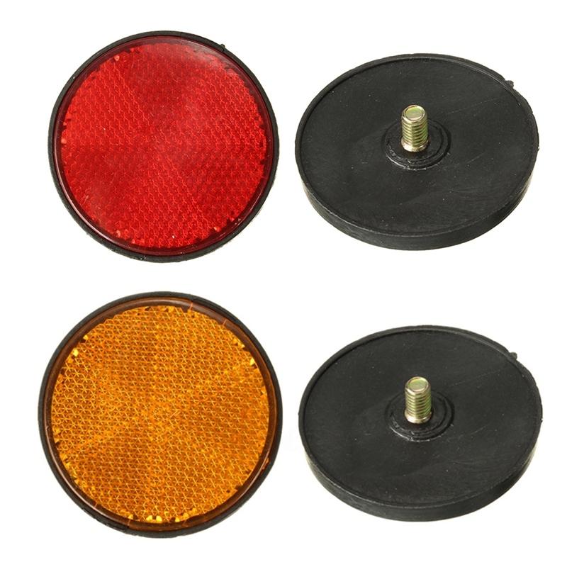 2 Stück Runde Rote Reflektoren Universal für Motorrad ATV 5,6x0,8cm & 2 x 2 Zoll Runde Orange Reflektoren Universal