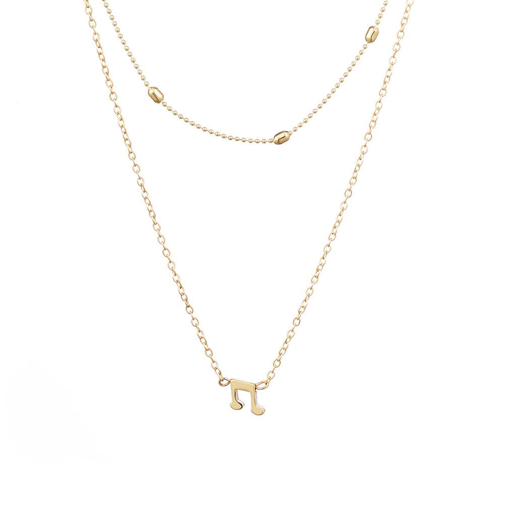 

Trendy Geometric Note Pendant Necklace Elegant Alloy Chain For Women Stylish Gift