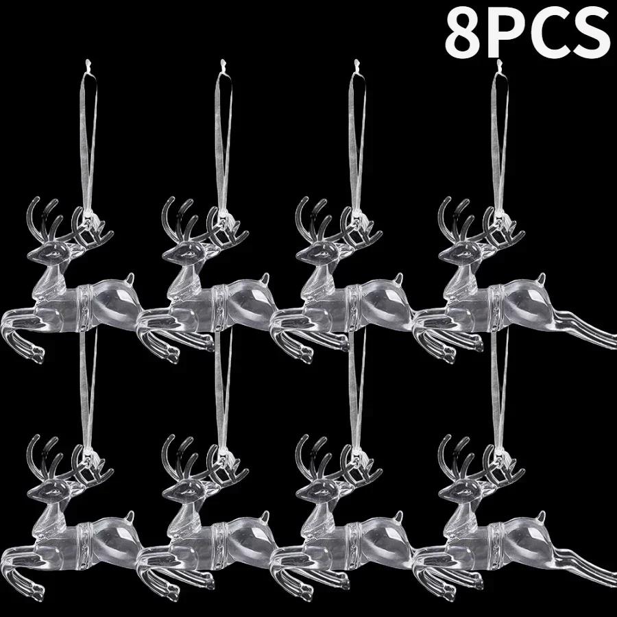 12/2PCS Christmas Acrylic Snowflake Ornament Crystal Clear Icicle Christmas Tree Pendants Holiday Winter Party Hanging Ornament