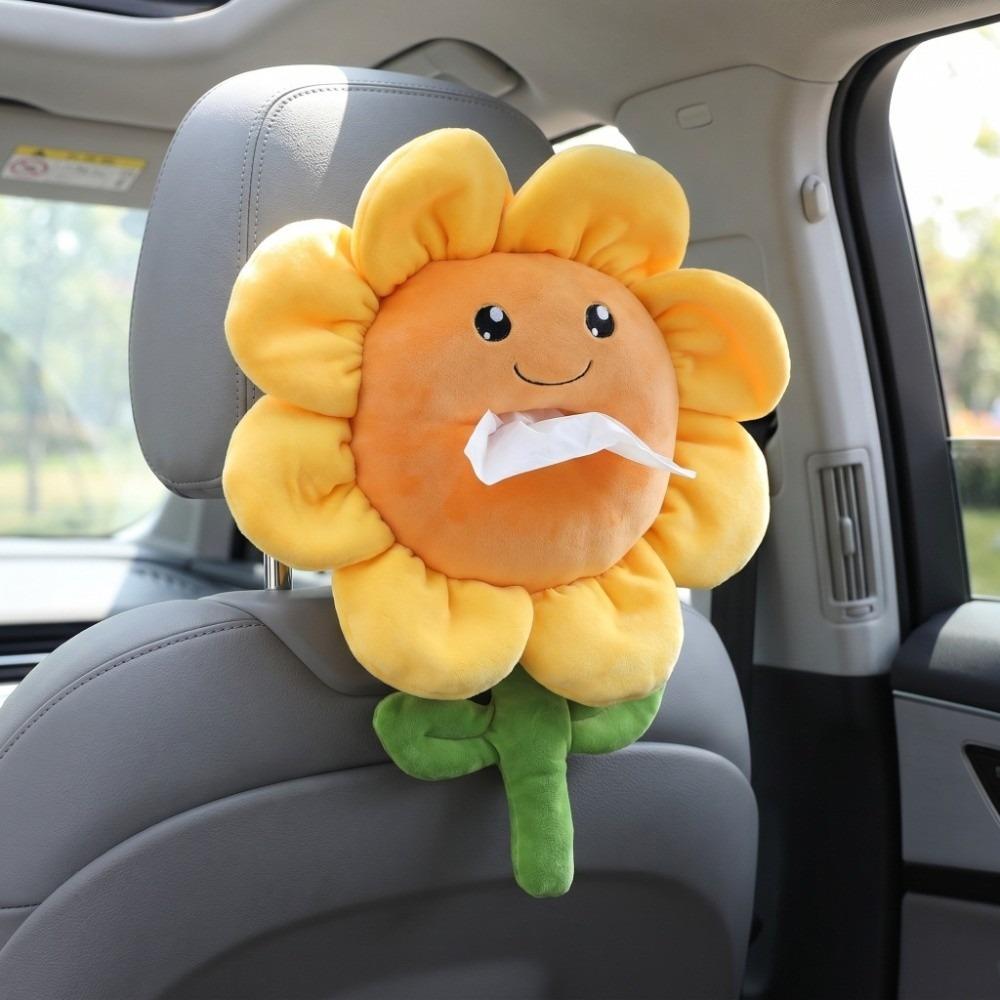 28 x 28 cm Sunflower Plush Car Tissue Box Car Rear Seat Backrest Tissue Storage