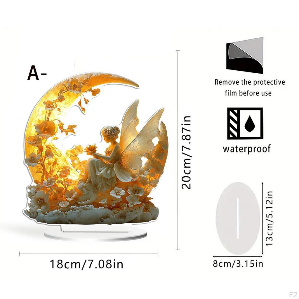 Angel Wings Table Ornament 18x20cm Seasonal Decor Multifunctional Flat Acrylic Design