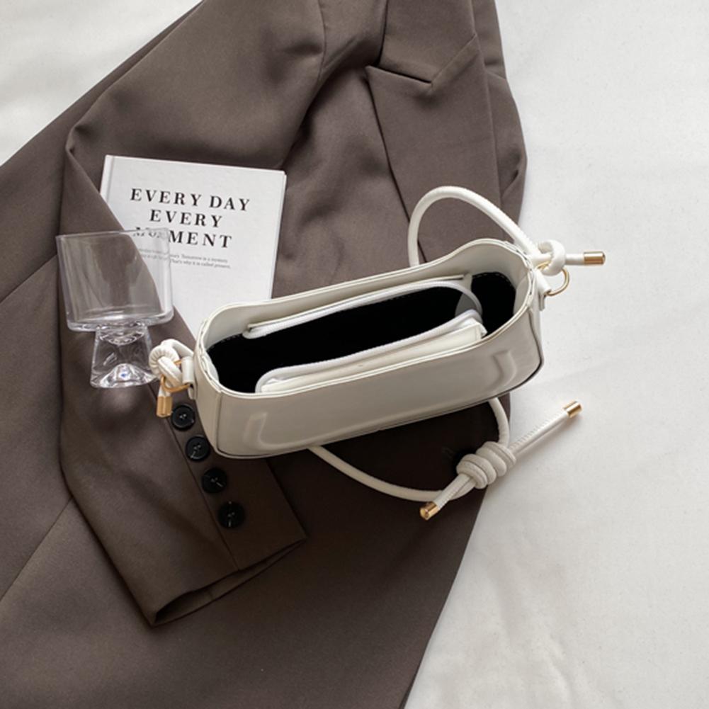 Women Elegant Handbag Large Capacity PU Saddle Shoulder Bag Small Crossbody Bag Solid Color Adjustable Strap for Outdoor Travel