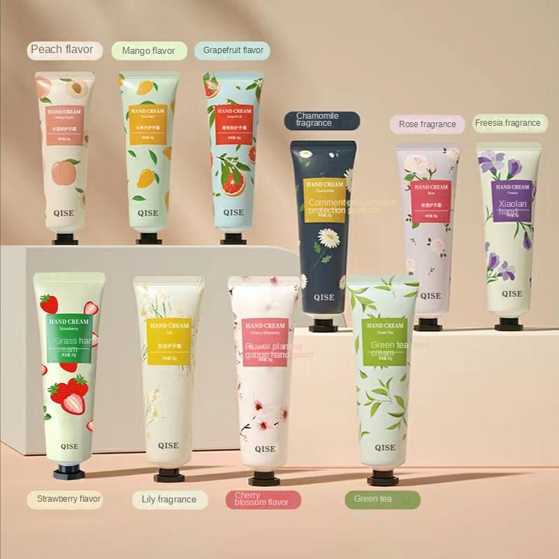 Kamille-Handcreme-Set, feuchtigkeitsspendende, feuchtigkeitsspendende, nährende Handcreme, Four Seasons, zarte weiße Handcreme, 10 Geschmacksrichtungen, Fruchtduft