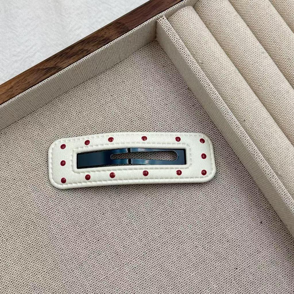 Ancola Red Polka Dot Leather Hair Clip for Women & Babies - Side Bangs, Autumn/Winter Star Headdress