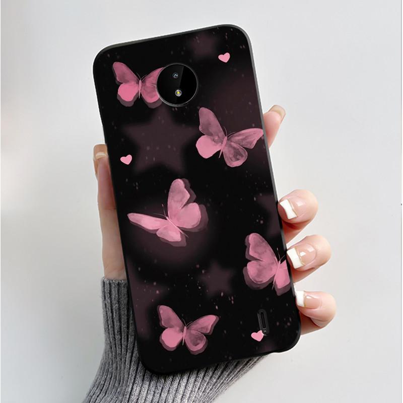 For Nokia C10 C20 C20 Plus Phone Case Luxury Fashion Butterfly Flowers Black Soft TPU Full Protective Cover For NokiaC10 Casing