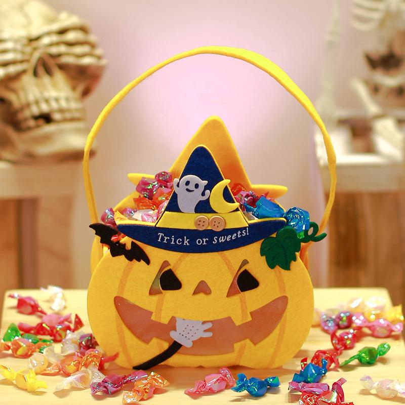 1-6 STÜCK Halloween Süßigkeitenbeutel für Kinder Filz Kürbis Geschenk Tragetasche Feiertagsparty Halloween Dekorationen Zubehör