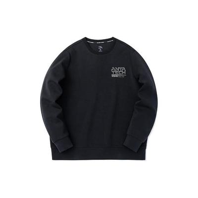 Anta Training Series Logo Print Long Sleeve Sweatshirt Men Sweatshirt Basic-Black 152317725-3