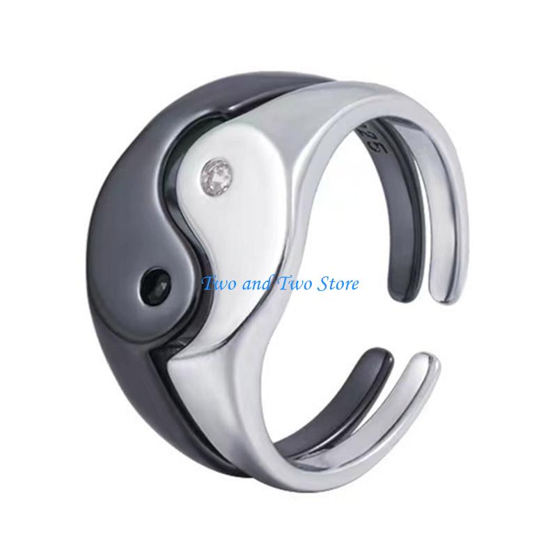 HX6F Adjustable Rings Bagua Accessory Fashionable Finger Jewelry Alloy Material