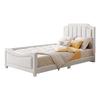 Kids' Bed Upholstered Bed 90*200cm Sleeper Sofa Bed Frame Flannel Multifunctional Soft Bed with Backrest Armrest Parent-Child Youth Guest Bed Beige