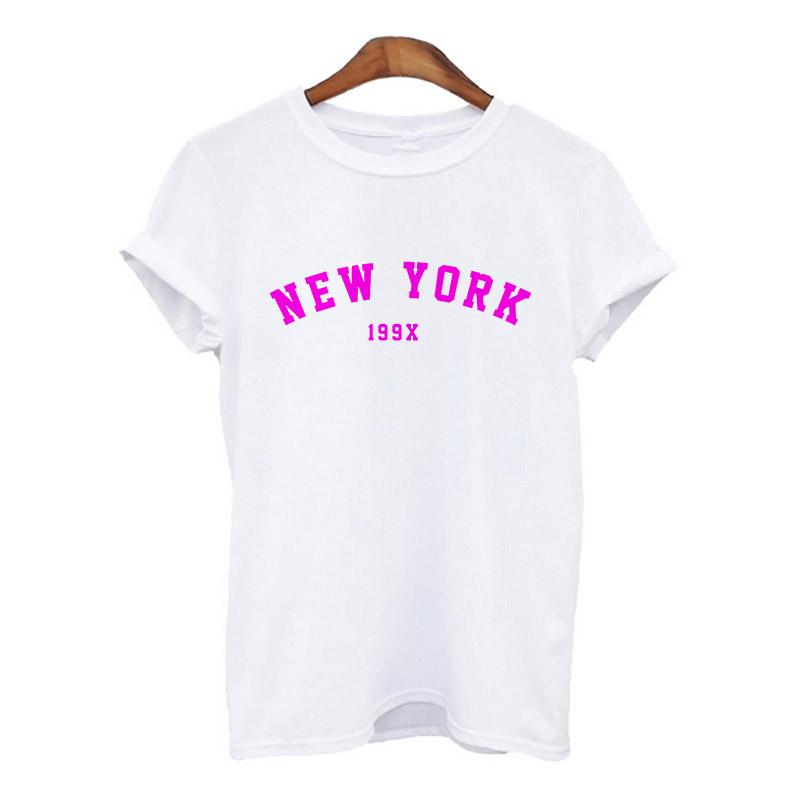 Harajuku Women Tshirt New York Summer Print White Black T Shirt Ladies Clothing 90S Tops Graphic Clothes Female Tee Shirt 2025