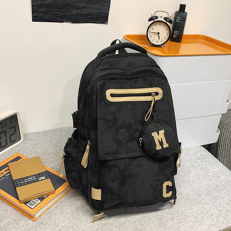 Junior High School Student Schoolbag Men's Large Capacity Backpack Print Women's Travel Backpack with Coin Purse