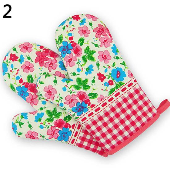 1Pc Dots Grids Print Oven Mitt Heat Resistant Protector Kitchen Holder Glove