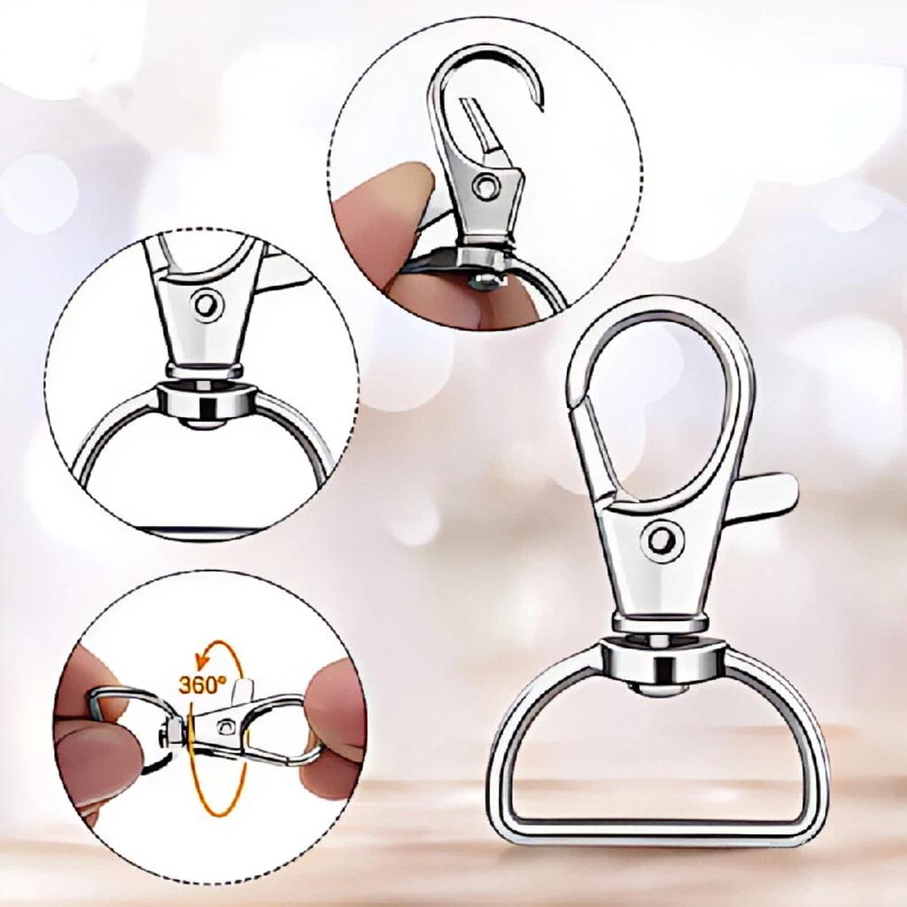 100 Silver Clip Hooks For Making Id Rope 360 Rotating Rust Proof Hooks For Bags Keychains And Pendants