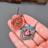 Natural Pink Sapphire Copper Multi Electroformed Art Deco Drop Dangle Earrings V-90