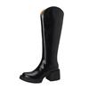 Mode Neue Herbst/Winter Damen Schuhe Spaltleder Damen Stiefel Runde Zehe Klobige Stiefel Einfarbig Kniehohe Stiefel Damen Plateau Schuhe Damen