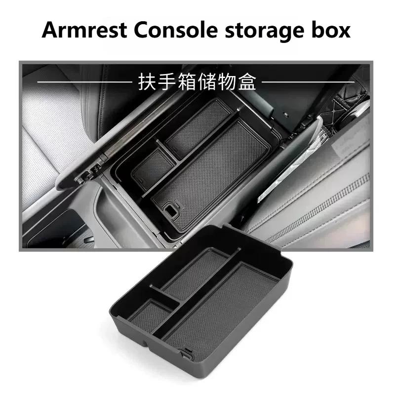 For Hyundai Santa Fe MX5 2024-2026 Car Armrest Console Storage Box Cup Holder Wireless Charging Pad Rear Screen Organizer Box