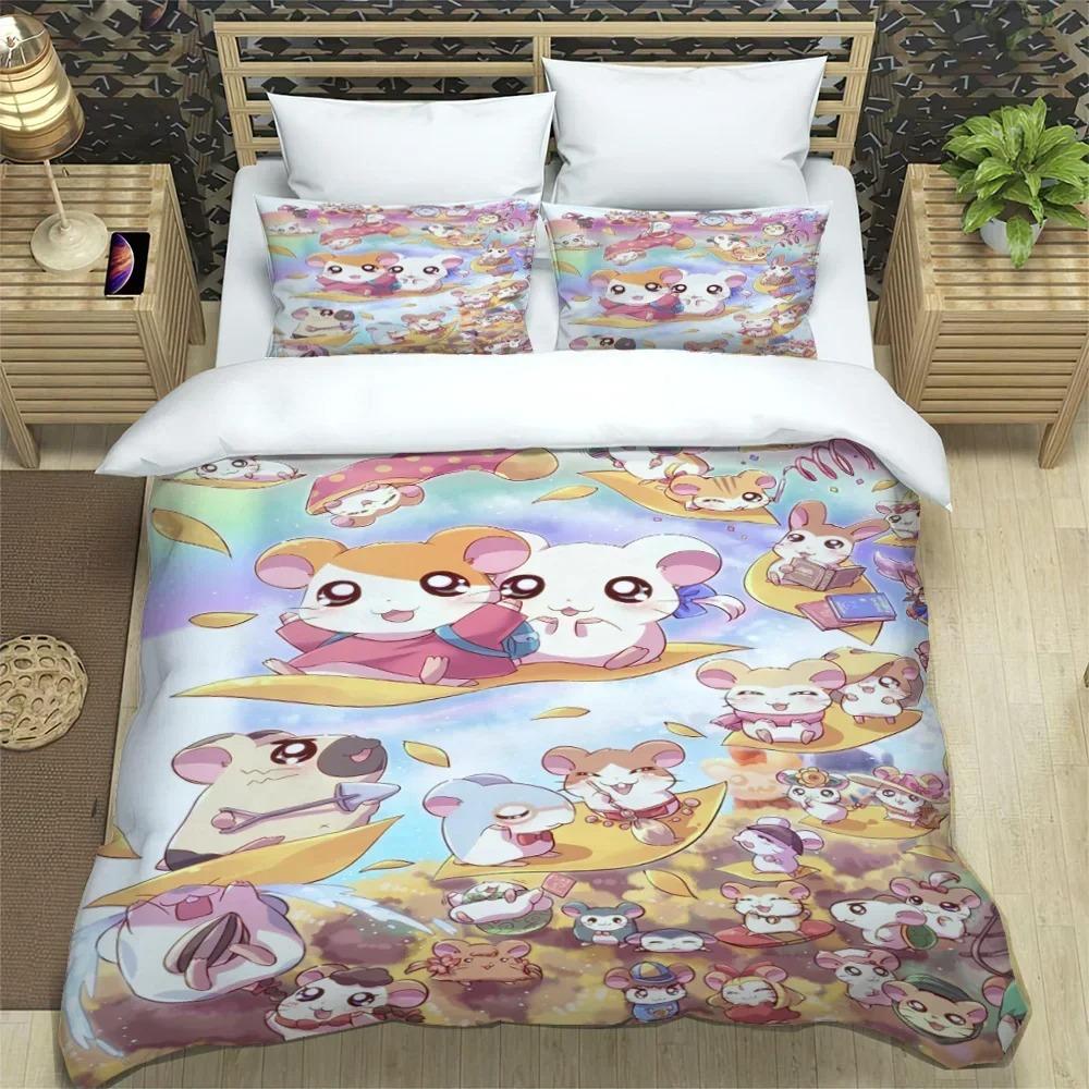 3D Printing Cartoon Hamtaro Bedding Set Duvet Cover Pillow Set Kids Birthday Gift Home Textiles