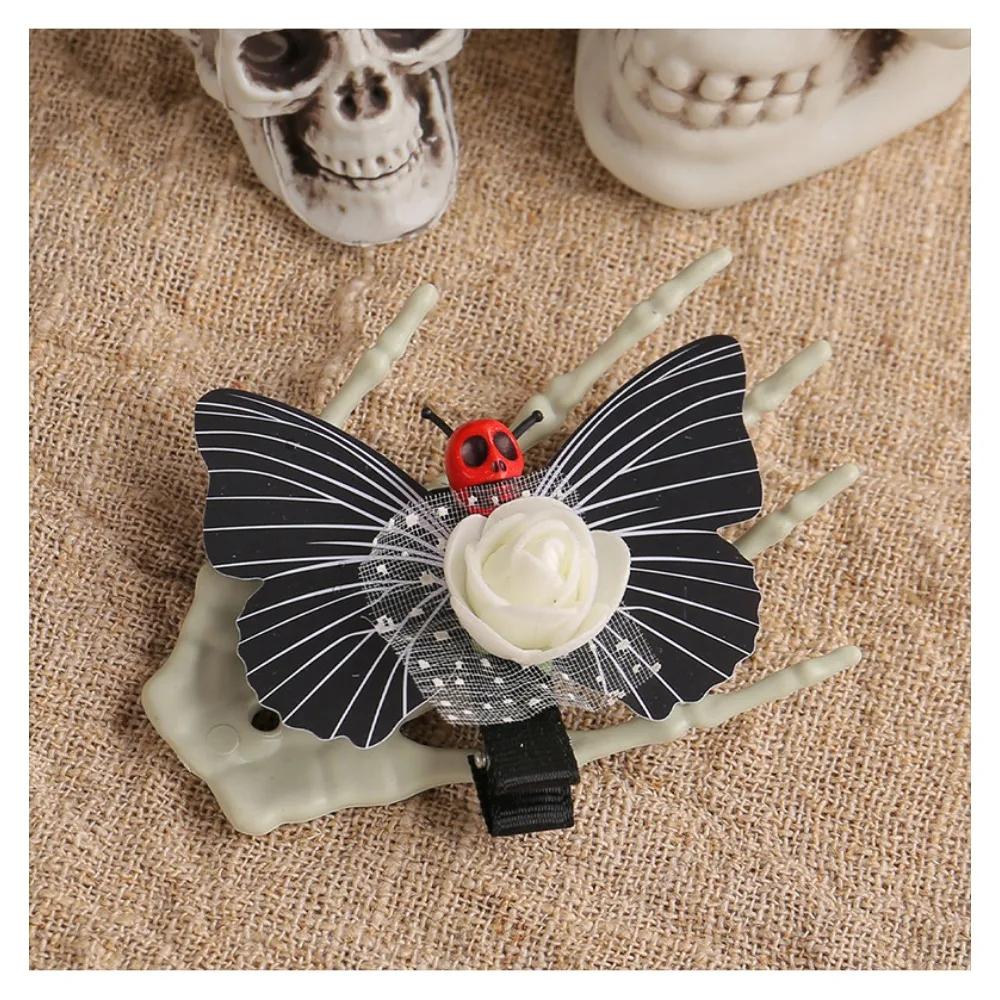 Halloween Skull Butterfly Hairpin Holiday Funny Headdress Party Costume Side Duck Clip Decoration