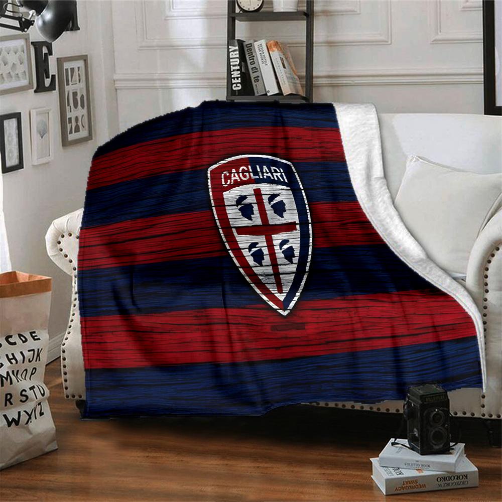 Cagliari Fußball Club Wappen Flanelldecke, Weiches Polyester, Modernes Design, Ganzjahres für Camping, Reisen, Geschenke für Feiertage oder Geburtstage
